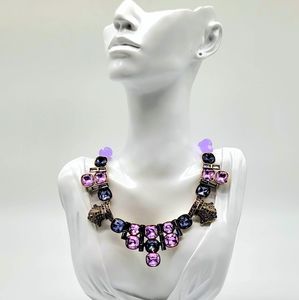 Heidi Daus Cushion Cut Tanzanite Swarovski Crystal Statement Collar Necklace